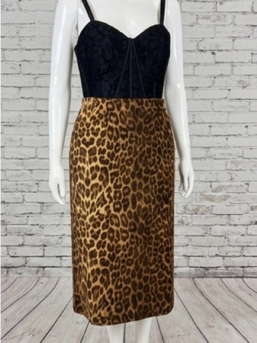 Bloomingdale's Leopard Print Pencil Skirt - Brown/Black - Picture 3 of 5
